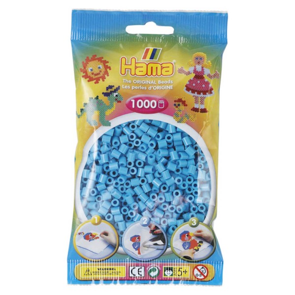 Hama Beutel mit 1000 Bügelperlen azurblau