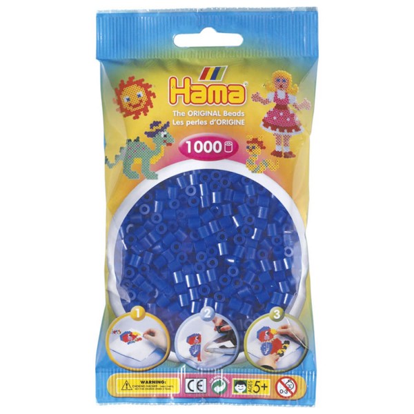 Hama Beutel mit 1000 Bügelperlen neon-blau