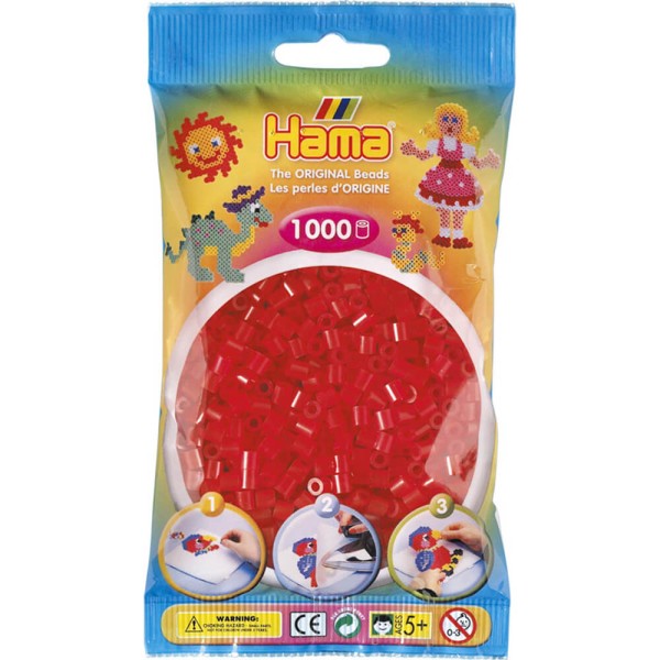 Hama Beutel mit 1000 Bügelperlen transparent-rot